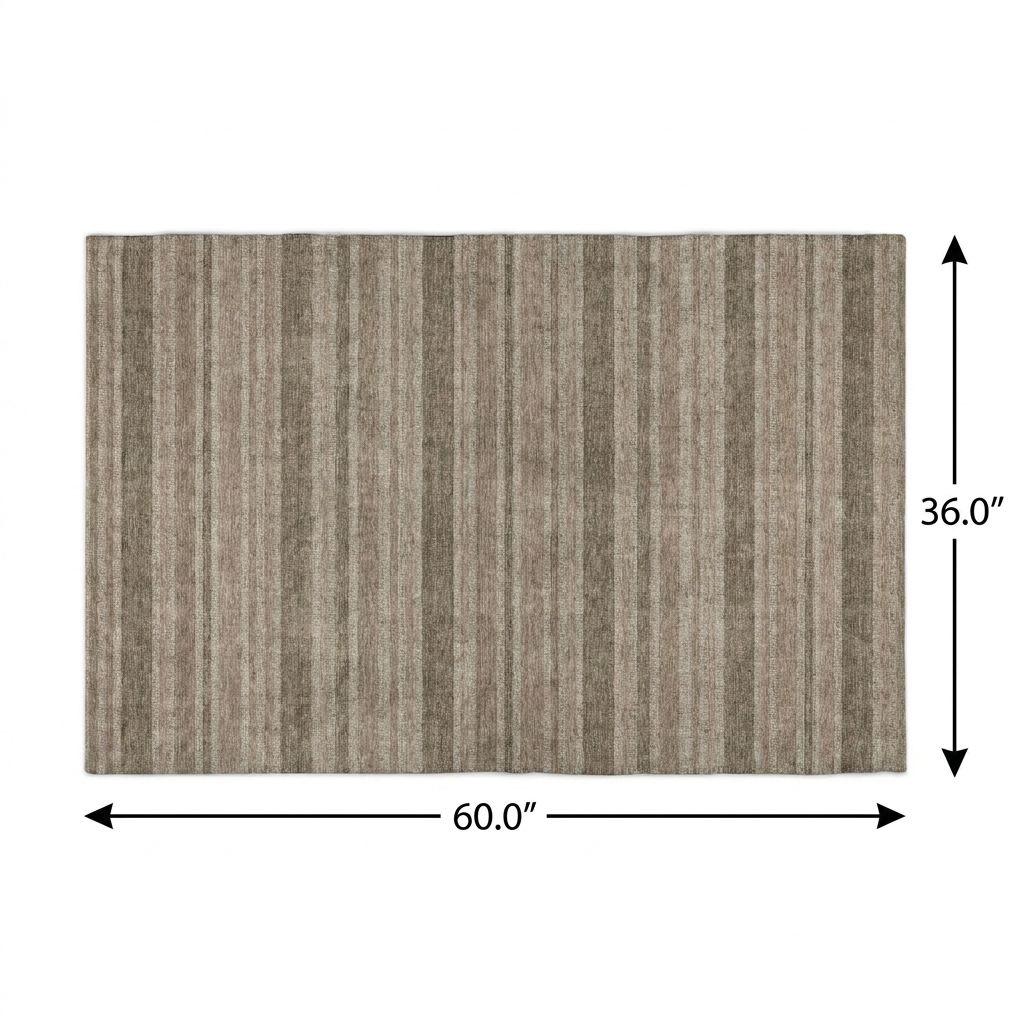 3' X 5' Taupe And Brown Striped Shag Washable Area Rug With UV Protection - HomeRoots - Flyclothing LLC