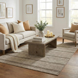 5' X 8' Taupe And Brown Striped Shag Washable Area Rug With UV Protection - HomeRoots - Flyclothing LLC