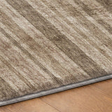 5' X 8' Taupe And Brown Striped Shag Washable Area Rug With UV Protection - HomeRoots - Flyclothing LLC