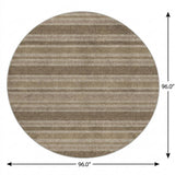 8' Taupe And Brown Striped Shag Washable Round Rug With UV Protection - HomeRoots - Flyclothing LLC