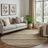 8' Taupe And Brown Striped Shag Washable Round Rug With UV Protection - HomeRoots - Flyclothing LLC
