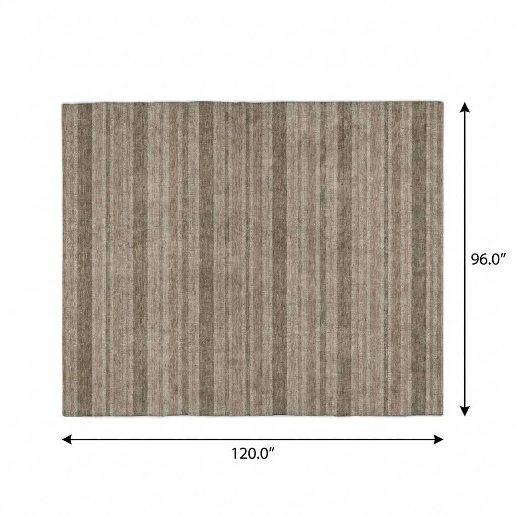 8' X 10' Taupe And Brown Striped Shag Washable Area Rug With UV Protection - HomeRoots - Flyclothing LLC