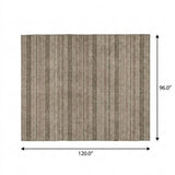 8' X 10' Taupe And Brown Striped Shag Washable Area Rug With UV Protection - HomeRoots - Flyclothing LLC