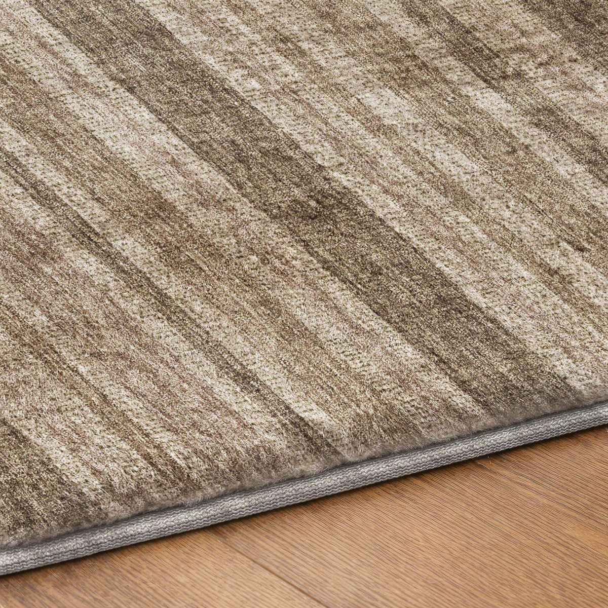 9' X 12' Taupe And Brown Striped Shag Washable Area Rug With UV Protection - HomeRoots - Flyclothing LLC