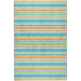 3' X 5' Teal And Orange Striped Shag Washable Area Rug With UV Protection - HomeRoots - Flyclothing LLC