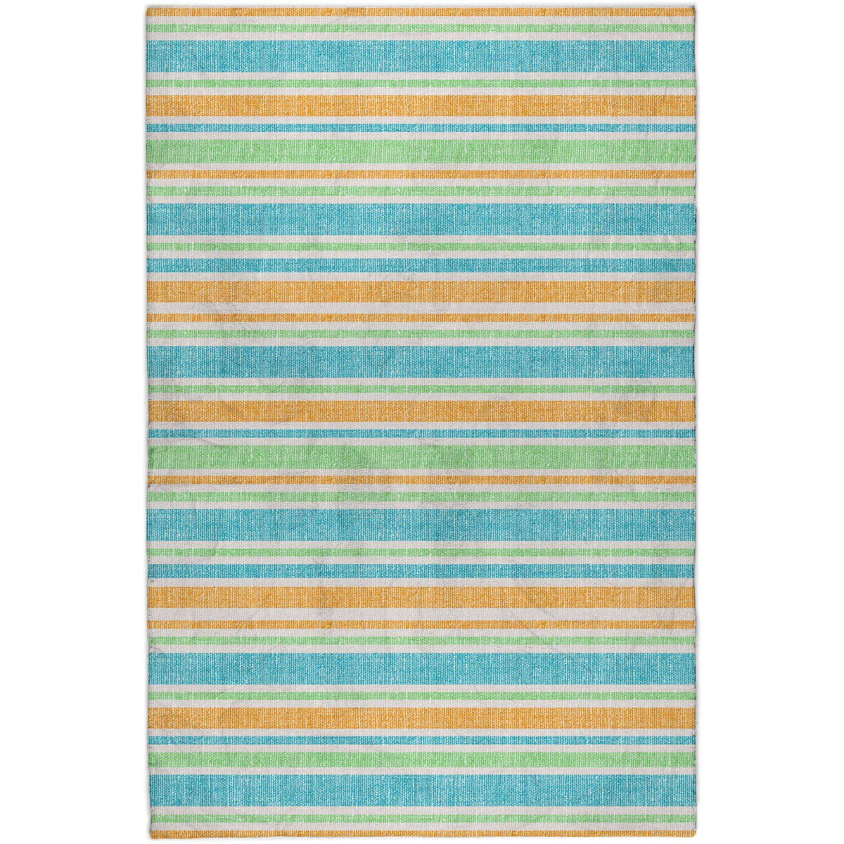 3' X 5' Teal And Orange Striped Shag Washable Area Rug With UV Protection - HomeRoots - Flyclothing LLC