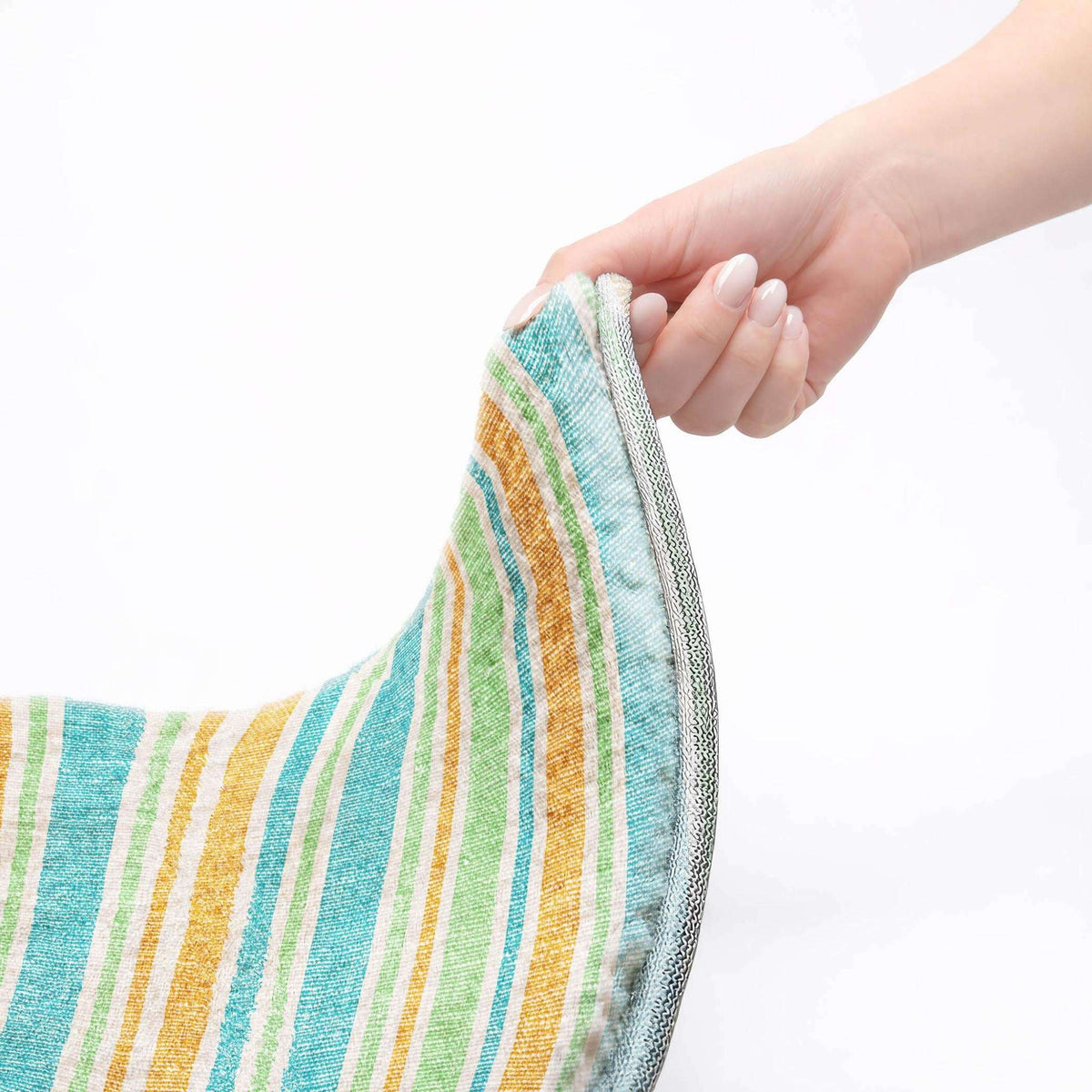 3' X 5' Teal And Orange Striped Shag Washable Area Rug With UV Protection - HomeRoots - Flyclothing LLC