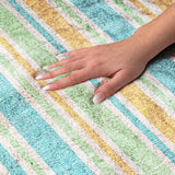 3' X 5' Teal And Orange Striped Shag Washable Area Rug With UV Protection - HomeRoots - Flyclothing LLC