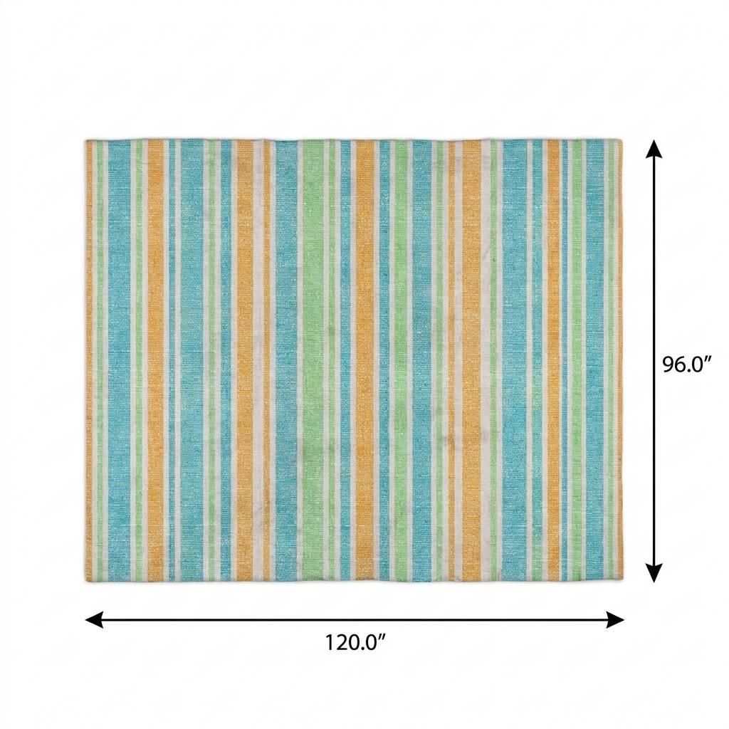 8' X 10' Teal And Orange Striped Shag Washable Area Rug With UV Protection - HomeRoots - Flyclothing LLC