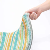 9' X 12' Teal And Orange Striped Shag Washable Area Rug With UV Protection - HomeRoots - Flyclothing LLC