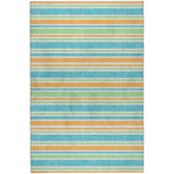 10' X 14' Teal And Orange Striped Shag Washable Area Rug With UV Protection - HomeRoots - Flyclothing LLC