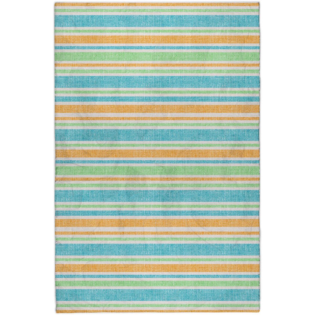 10' X 14' Teal And Orange Striped Shag Washable Area Rug With UV Protection - HomeRoots - Flyclothing LLC