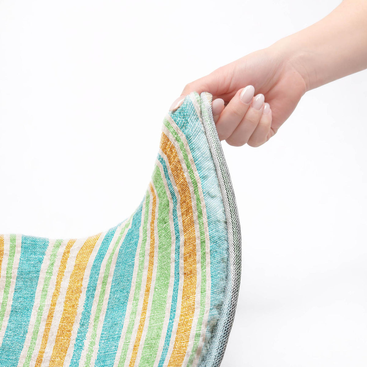 10' X 14' Teal And Orange Striped Shag Washable Area Rug With UV Protection - HomeRoots - Flyclothing LLC