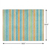 10' X 14' Teal And Orange Striped Shag Washable Area Rug With UV Protection - HomeRoots - Flyclothing LLC