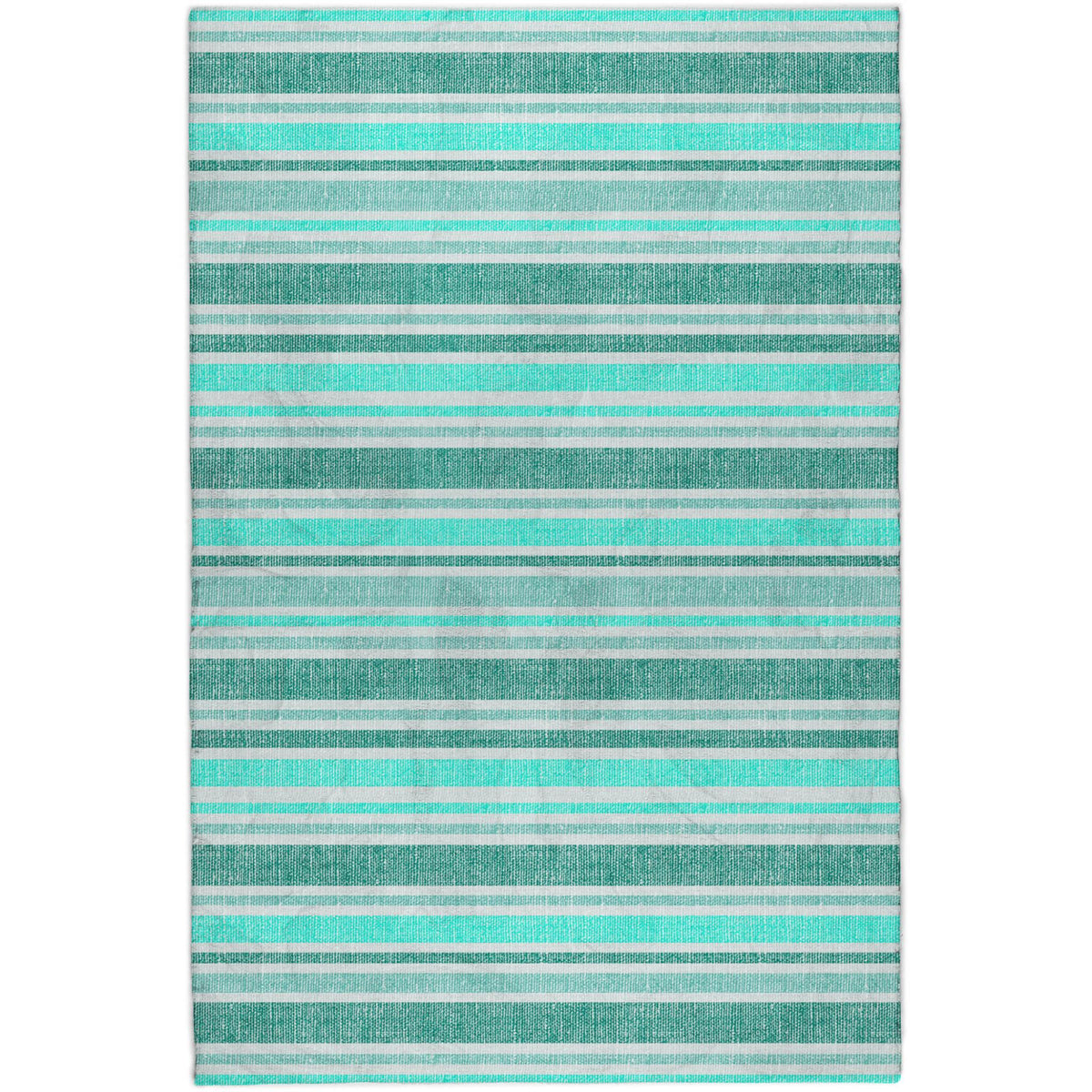 3' X 5' Turquoise And Teal Striped Shag Washable Area Rug With UV Protection - HomeRoots - Flyclothing LLC