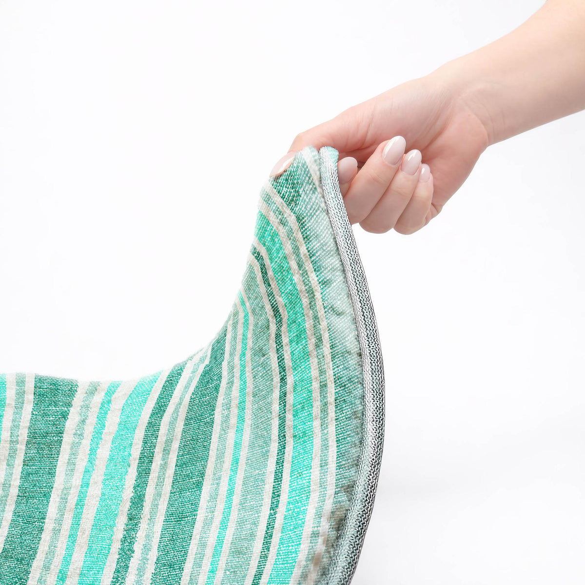 3' X 5' Turquoise And Teal Striped Shag Washable Area Rug With UV Protection - HomeRoots - Flyclothing LLC