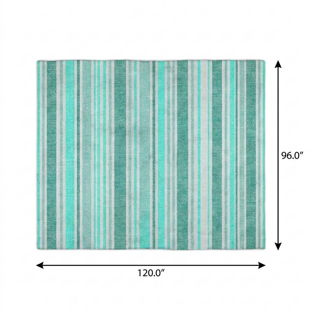 8' X 10' Turquoise And Teal Striped Shag Washable Area Rug With UV Protection - HomeRoots - Flyclothing LLC