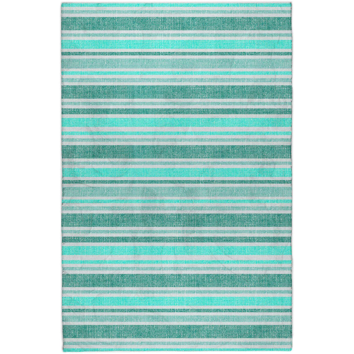 10' X 14' Turquoise And Teal Striped Shag Washable Area Rug With UV Protection - HomeRoots - Flyclothing LLC