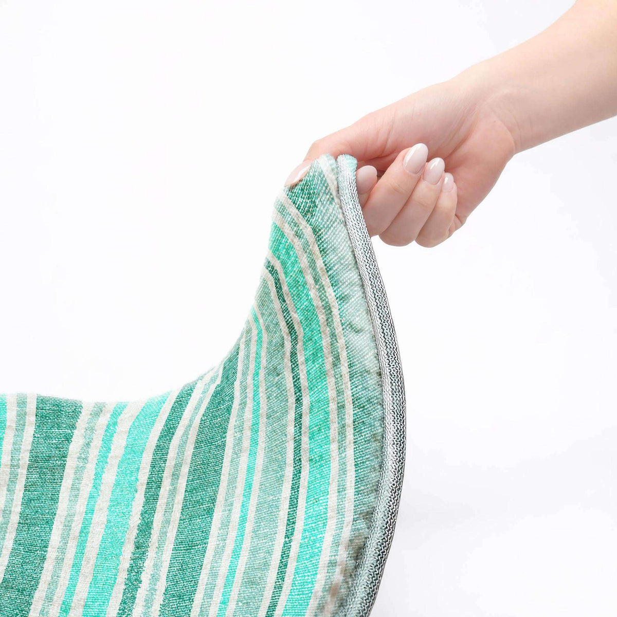 10' X 14' Turquoise And Teal Striped Shag Washable Area Rug With UV Protection - HomeRoots - Flyclothing LLC