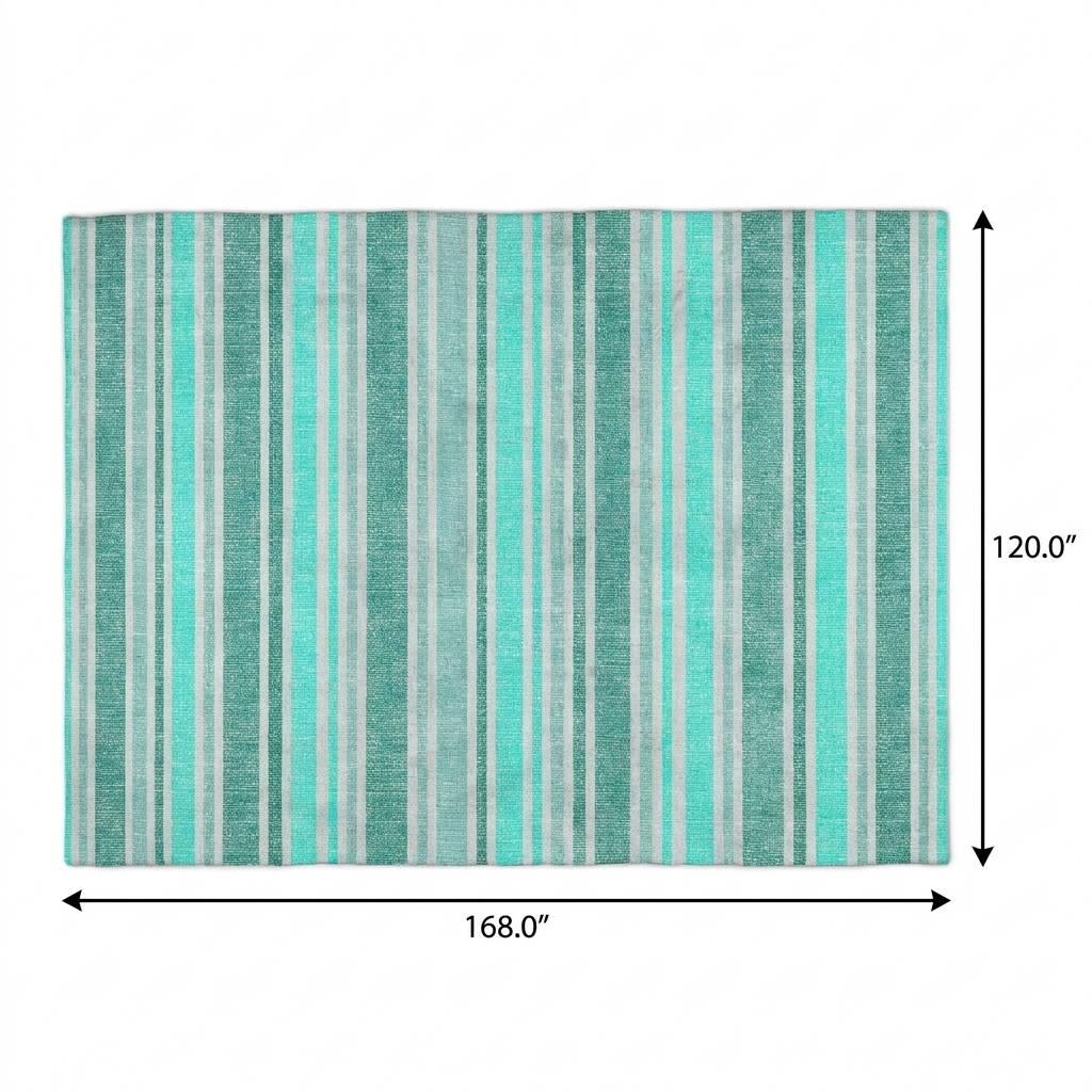 10' X 14' Turquoise And Teal Striped Shag Washable Area Rug With UV Protection - HomeRoots - Flyclothing LLC