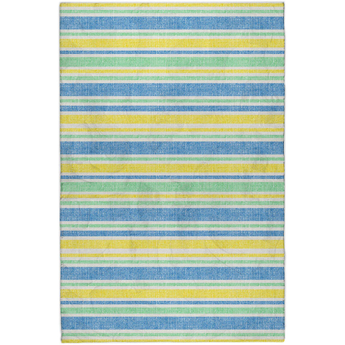 5' X 8' Yellow And Blue Striped Shag Washable Area Rug With UV Protection - HomeRoots - Flyclothing LLC