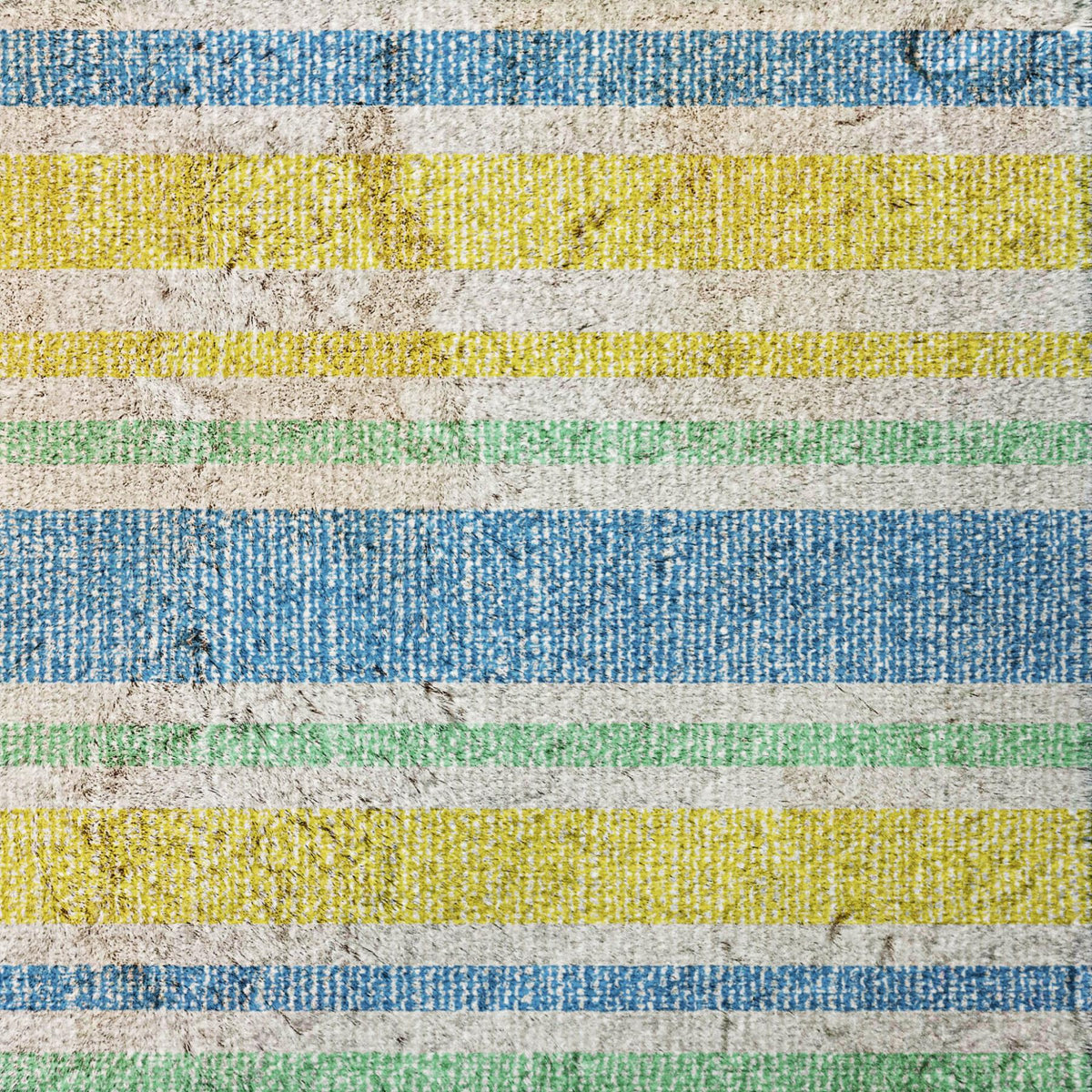 8' Yellow And Blue Striped Shag Washable Round Rug With UV Protection - HomeRoots - Flyclothing LLC