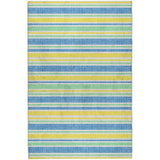 9' X 12' Yellow And Blue Striped Shag Washable Area Rug With UV Protection - HomeRoots - Flyclothing LLC