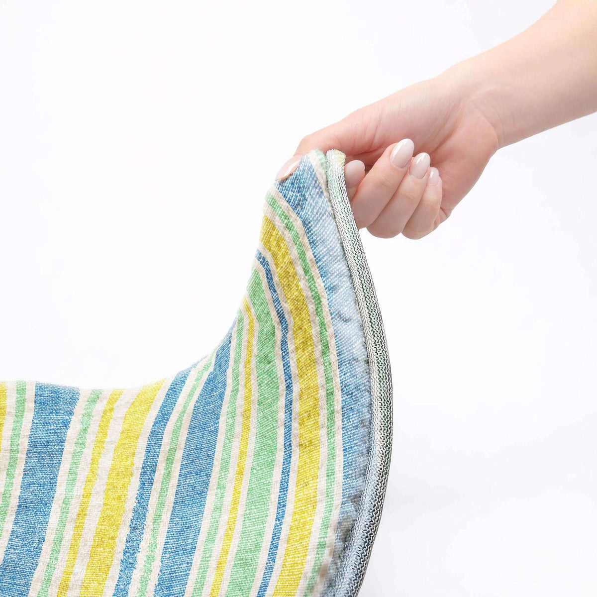 9' X 12' Yellow And Blue Striped Shag Washable Area Rug With UV Protection - HomeRoots - Flyclothing LLC