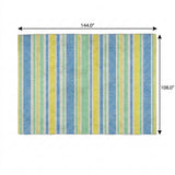 9' X 12' Yellow And Blue Striped Shag Washable Area Rug With UV Protection - HomeRoots - Flyclothing LLC