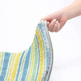 10' X 14' Yellow And Blue Striped Shag Washable Area Rug With UV Protection - HomeRoots - Flyclothing LLC