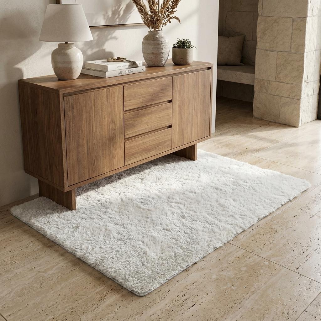 3' X 5' Beige And Gold Geometric Shag Washable Area Rug With UV Protection - HomeRoots - Flyclothing LLC