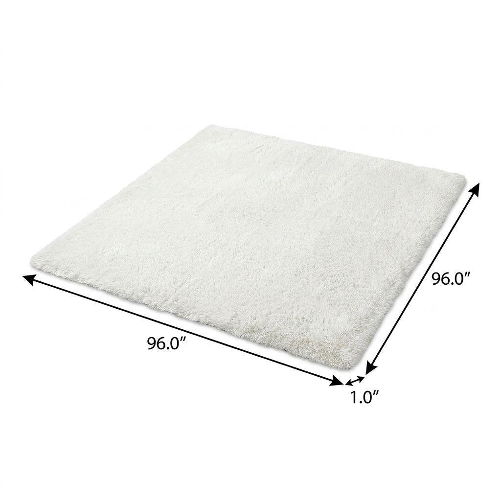 8' Beige And Gold Geometric Shag Washable Round Rug With UV Protection - HomeRoots - Flyclothing LLC