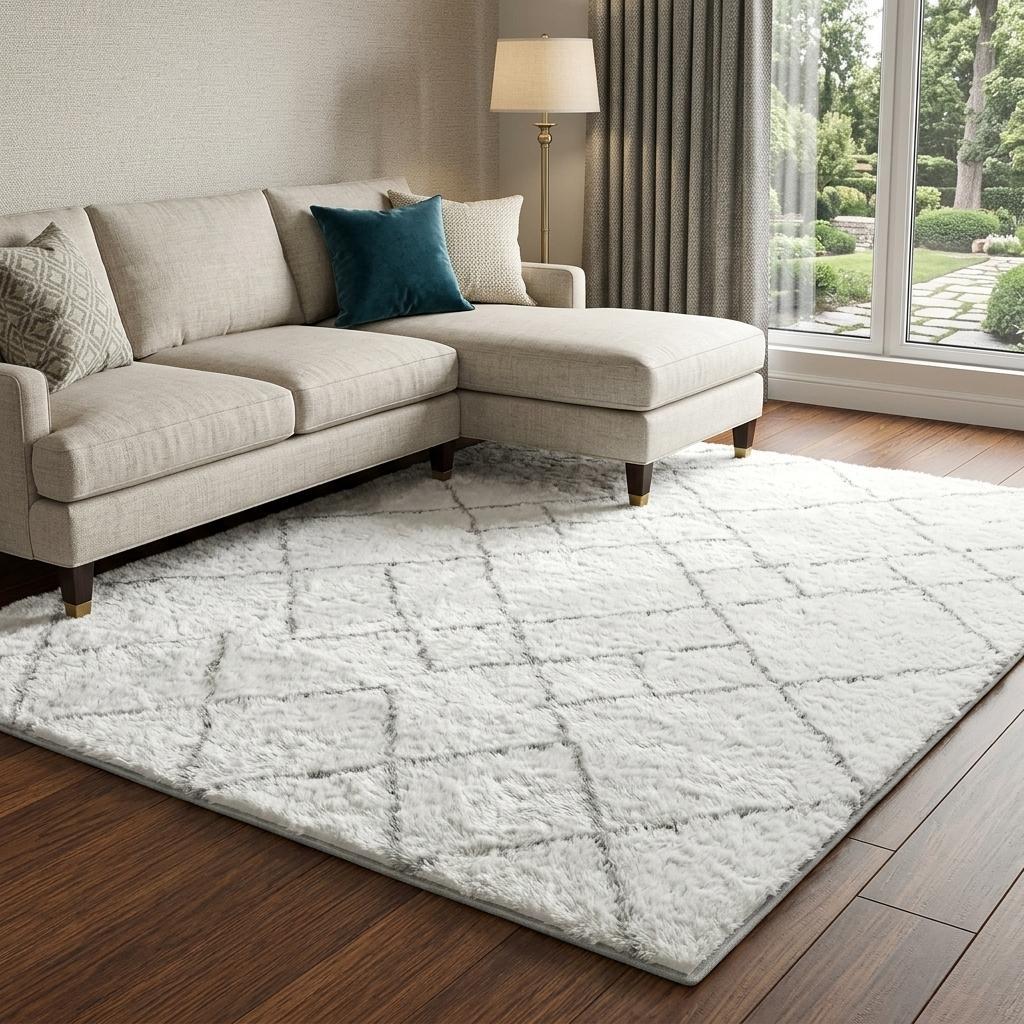 8' X 10' Beige And Gold Geometric Shag Washable Area Rug With UV Protection - HomeRoots - Flyclothing LLC