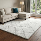 8' X 10' Beige And Gold Geometric Shag Washable Area Rug With UV Protection - HomeRoots - Flyclothing LLC