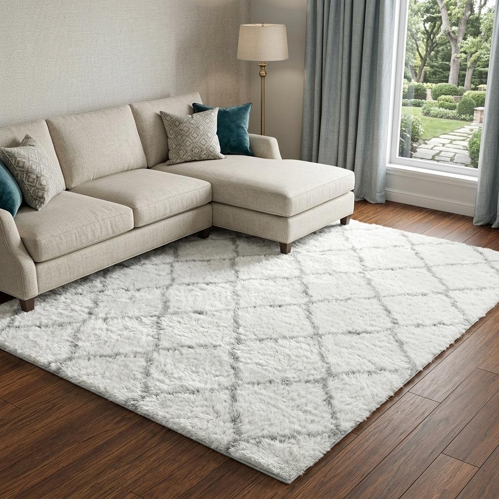 9' X 12' Beige And Gold Geometric Shag Washable Area Rug With UV Protection - HomeRoots - Flyclothing LLC