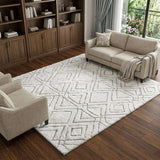 10' X 14' Beige And Gold Geometric Shag Washable Area Rug With UV Protection - HomeRoots - Flyclothing LLC