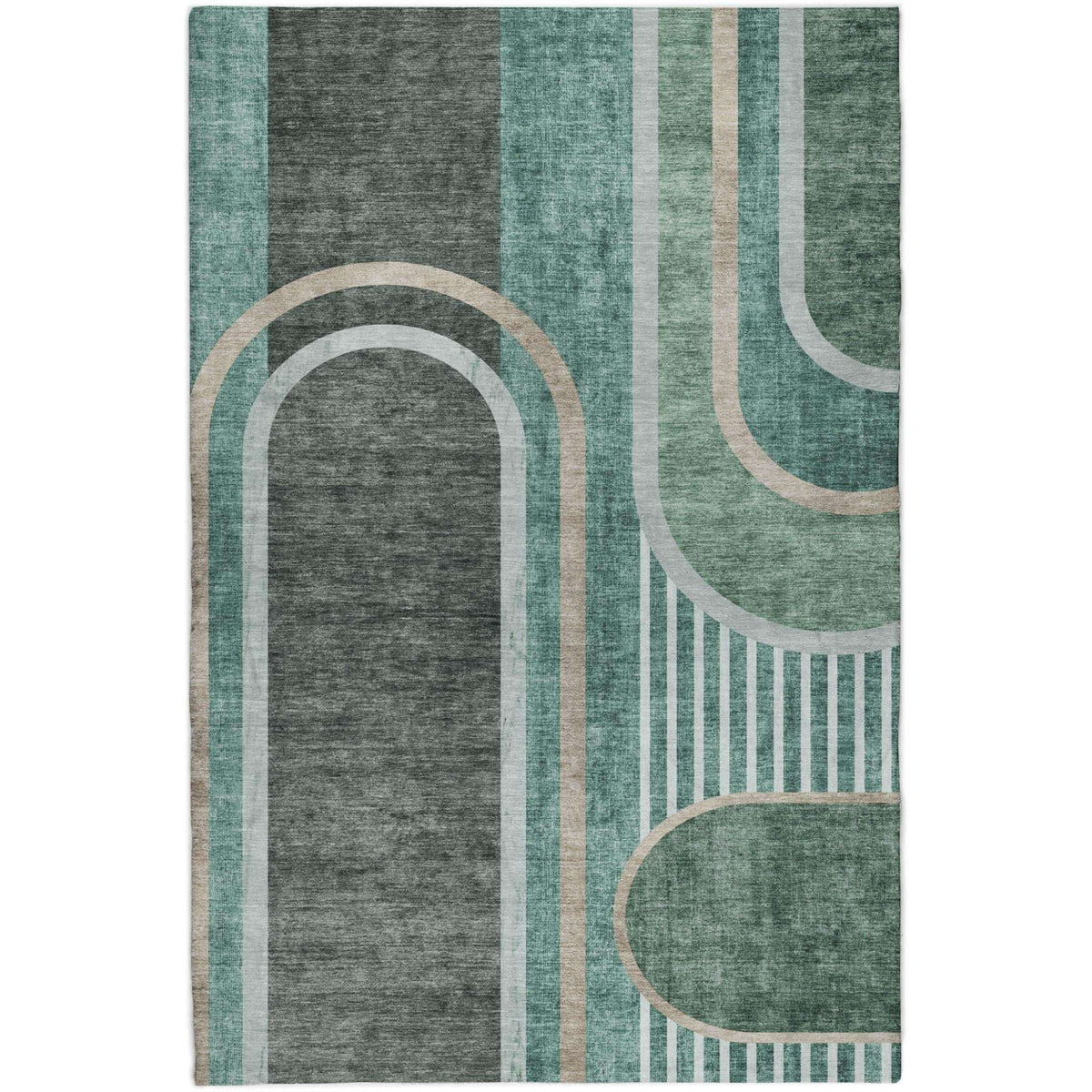 3' X 5' Emerald And Fern Green Geometric Shag Washable Area Rug With UV Protection - HomeRoots - Flyclothing LLC