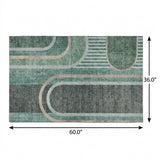 3' X 5' Emerald And Fern Green Geometric Shag Washable Area Rug With UV Protection - HomeRoots - Flyclothing LLC