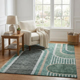 5' X 8' Emerald And Fern Green Geometric Shag Washable Area Rug With UV Protection - HomeRoots - Flyclothing LLC