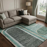 8' X 10' Emerald And Fern Green Geometric Shag Washable Area Rug With UV Protection - HomeRoots - Flyclothing LLC