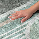 9' X 12' Emerald And Fern Green Geometric Shag Washable Area Rug With UV Protection - HomeRoots - Flyclothing LLC
