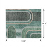9' X 12' Emerald And Fern Green Geometric Shag Washable Area Rug With UV Protection - HomeRoots - Flyclothing LLC