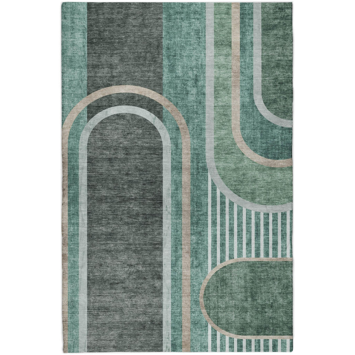 10' X 14' Emerald And Fern Green Geometric Shag Washable Area Rug With UV Protection - HomeRoots - Flyclothing LLC
