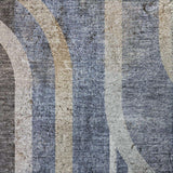 8' Navy Blue And Silver Geometric Shag Washable Round Rug With UV Protection - HomeRoots - Flyclothing LLC