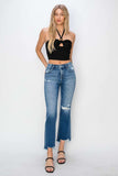 RISEN Full Size Frayed Step Hem Ankle Straight Jeans - Trendsi - Flyclothing LLC