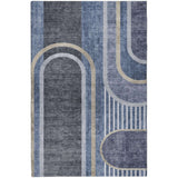 10' X 14' Navy Blue And Silver Geometric Shag Washable Area Rug With UV Protection - HomeRoots - Flyclothing LLC