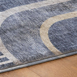 10' X 14' Navy Blue And Silver Geometric Shag Washable Area Rug With UV Protection - HomeRoots - Flyclothing LLC