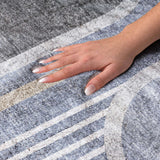 10' X 14' Navy Blue And Silver Geometric Shag Washable Area Rug With UV Protection - HomeRoots - Flyclothing LLC