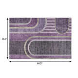 3' X 5' Purple And Plum Geometric Shag Washable Area Rug With UV Protection - HomeRoots - Flyclothing LLC