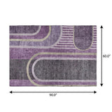 5' X 8' Purple And Plum Geometric Shag Washable Area Rug With UV Protection - HomeRoots - Flyclothing LLC